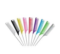 GUYTRM 1pc Professionale Coda A Punta Pettine Dei Capelli Anti-statico Spazzola for Tinture for Capelli Barbiere Pettine Ad Aghi In Acciaio Parrucchiere Barbiere Accessori lingli(A-random color)