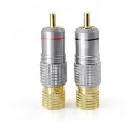 GUYTRM 2/4/8/16 pezzi, connettore coassiale con bloccaggio a spina, presa non saldabile, adattatore for cavo audio da 10 mm placcato oro lingli(Red,8PCS)