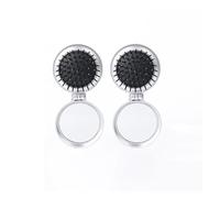 GUYTRM 2 pezzi mini pettine pieghevole for specchio tascabile ragazza donna portatile tasca rotonda piccola spazzola for capelli da massaggio da viaggio con accessori for specchio lingli(2pcs Silver)