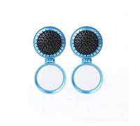 GUYTRM 2 pezzi mini pettine pieghevole for specchio tascabile ragazza donna portatile tasca rotonda piccola spazzola for capelli da massaggio da viaggio con accessori for specchio lingli(2pcs Blue)