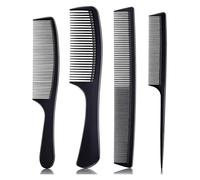 GUYTRM 4 pezzi di pettini for donna e uomo, set di pettini for capelli in fibra di carbonio nero di alta qualità for cotonare e dividere, pettini for parrucchieri. lingli