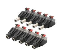 GUYTRM 5/20/100 pezzi Connettore maschio/femmina 2,1 * 5,5 mm Presa adattatore jack di alimentazione Terminale adattatore di alimentazione senza saldatura lingli(5.5x2.1mm Male,5pcs)