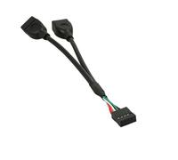 GUYTRM Cavo adattatore femmina USB 2.0 doppio da 15 cm, 30 cm e 50 cm for scheda madre a 9 pin, trasforma la linea di estensione USB 2.0 in un connettore femmina for scheda madre. lingli(15CM)