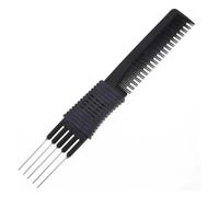 GUYTRM Pettini for stuzzicare il sollevamento in carbonio nero a 2 teste con punta in metallo, pettine in carbonio nero con sollevamento in acciaio inossidabile for forniture domestiche for parrucchie