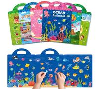 GUYUCOM Adesivi per bambini, confezione da 6 libri di adesivi riutilizzabili, set di adesivi portatili con veicoli del mondo animale, dinosauri, unicorno, ecc., regalo per ragazzi e ragazze dai 2 3 4