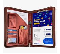 GUYUCOM Cartella portadocumenti A4, in pelle PU, con cerniera, per conferenze e viaggi, agenda personale, regalo per uomini e donne, marrone