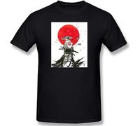 GUYUNTI Japanese Warrior Print T Shirts Men Graphic Funny Cotton Summer Like Tops Casual Designer Tees Anime T Shirt T-Shirt Black L