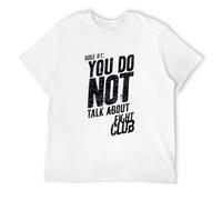GUYUNTI KANKAN Fight Club Men's T-Shirt First Rule Retro 90S Movie Graphic Printed Sports Tee T-Shirt White L