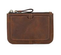 GUZUHUKU 1 portamonete in pelle bovina, portamonete vintage con cerniera, portamonete rettangolare da viaggio, organizer portatile per cambiare, chiavi, monete, contanti, carte d'identità, regali,