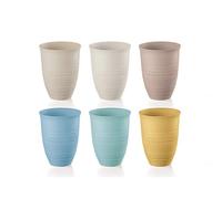 Guzzini 17950352 Tierra Set di 6 Bicchieri Alti Post Consumer Recycled Plastic Pio&Tito Toso 9,8xh12,4 cm - 520cc Riciclati da 27 Bottiglie di Plastica