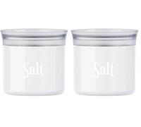 Guzzini - Barattolo ovale salvafreschezza con scritta 'Salt' (Bianco Latte) (Confezione da 2)