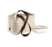 Guzzini Borsa Termica Grande con Tracolla On The Go, Argilla, Borsa 30 x 18 x h30 cm, Contenitore 19.6 x 19.6 x h7 cm, 1400 cc