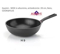 Guzzini - WOK in alluminio, antiaderente, 28 cm, Nero, COOK&PLUS