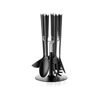 Guzzini Cooking Set Mestoli Antiaderente con Base, Attila Veress, 19 x h35 cm, Cromato