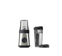 Guzzini, Sous Chef, Frullatore On-the-Go con Due Bicchieri Ermetici, 600ml e 300ml, Doppia Lama in Acciaio Inox, Funzione Pulse, Due Velocità, Bio-based (Anthracite)