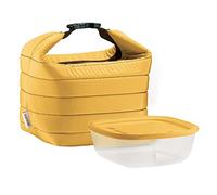 Guzzini Handy - Set Borsa Termica con Contenitore Salvafreschezza On The Go, Ocra, Borsa 22 x 18 x h22 cm, Contenitore 19.6 x 19.6 x h7 cm, 1400 cc