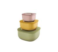 Guzzini - Kitchen Active Design, STORE&MORE BIO Set 3 Contenitori Ermetici Bassi per Frigo/Freezer/Microonde - Multicolore, 19,5 x19,5 x h9,3 cm | 450/975/1900 cc - 17072552