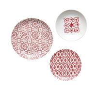 Guzzini - LE MAIOLICHE Set 6 Posti Tavola, Piatti Piani, Piatti Fondi, Piatti Frutta/Dessert - Rosso Brillante - 10290931