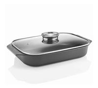Rostiera BASSA Rettangolare 41x26x h 11,3 cm linea Cook e space adatta a tutte le fonti di calore anche induzione lavabile in lavastoviglie colore nero grigio
