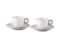Set 2 tazzine Caffè con piattino Everyday Guzzini 081700158 Porcellana Bianco Grigio Tortora lavastoviglie