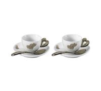 GUZZINI SET 2 TAZZINE CAFFÈ IN PORCELLANA CON PIATTINO E CUCCHIAINO - LOVE