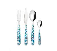 GUZZINI Set 24 Posate Blues in Acciaio con Impugnatura in Plastica Decorata - Servizio Tavola Elegante