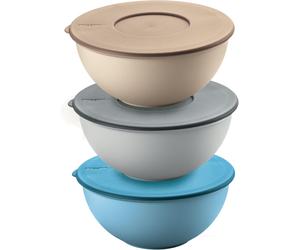 GUZZINI Set 3 Contenitori Ermetici con Coperchio D 16 Cm Celeste, Grigio Beige