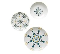 Guzzini - SORRENTO Set 6 Posti Tavola, 6 Piatti Piani, 6 Piatti Fondi, 6 Piatti Frutta, Confezione Regalo - Decoro 6, 29 x 29 x h27,3 cm - 19580652