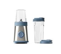Guzzini, Sous Chef, Frullatore On-the-Go con Due Bicchieri Ermetici, 600ml e 300ml, Doppia Lama in Acciaio Inox, Funzione Pulse, Due Velocità, Bio-based (Blue navy)