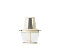 Guzzini, Sous Chef, Tritatutto con Bowl in Vetro da 1L, Lama Doppia in Acciaio Inox, Materiale Bio-Based, Tappetino in Silicone Antiscivolo (Cream)