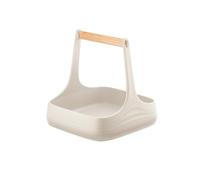 Guzzini - Tierra, ALL TOGETHER, Organizzatore da Tavola in Plastica Riciclata e Legno - Bianco Latte, 22x22xh22,5 cm - 179300156