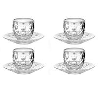 Guzzini Venice Glass - Set di 4 tazzine da caffè espresso con piattino in plasti