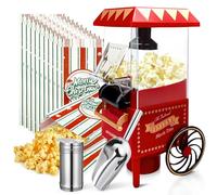 GVAKMM Macchina per popcorn, kit per popcorn ad aria calda, confezione regalo, macchina portatile per popcorn casalinga, 10 tazze, senza olio, stile retrò, compatta e carina (rosso-8)