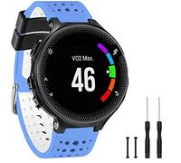 GVangel Band - Cinturino di ricambio in morbido silicone compatibile con Garmin Forerunner 235, per Lite Smart Watch 220/230/235/620/630/735XT/235, unisex, Fiordaliso blu-bianco