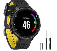 GVangel Band - Cinturino di ricambio in morbido silicone compatibile con Garmin Forerunner 235, per Lite Smart Watch 220/230/235/620/630/735XT/235, unisex, Nero-Giallo
