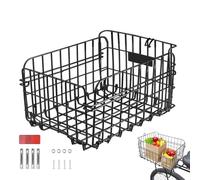 Gvblkq Cestino per bicicletta, pieghevole, organizer per biciclette da strada e montagna, grande portabiciclette, per bagagli della spesa e pendolari all'aperto, 37 x 26 x 20 cm