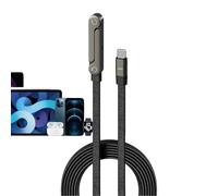 Gvblkq Charging Cable - Hidden Phone Stand, Fast Power Cord, Foldable Invisible Bracket, Rapid Data Transfer, Mobile Phone Accessories, Long 6ft Black Wire For Desk Nightstand Computer