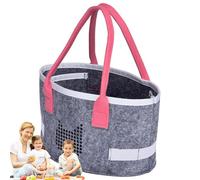 Gvblkq Felt Tote Bag for Women, Oval Grocery Carrying Case, Portable Audio Player Organizer, Foldable Kids Travel Toy Container with Handles, Cosmetic Storage for Arts and Crafts