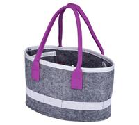Gvblkq Felt Tote Bag for Women, Oval Grocery Carrying Case, Portable Audio Player Organizer, Foldable Kids Travel Toy Container with Handles, Cosmetic Storage for Arts and Crafts