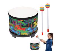 Gvblkq Floor Tom Drum For Kids, 8 Inch Music Drum, Wooden Preschool Drum, Kids Percussion Instrument, Drum With Mallets, Baby Music Drum, Wooden Floor Drum, Small Drum For Kids, Toddler Percus