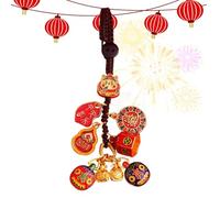 Gvblkq God Of Wealth Charm, Traditional Chinese Lucky Pendant, Prosperity Figurine Ornament, Fortune Amulet For Bags, Backpacks, & Car Decor, 10cm, Compact & Lightweight, Versatile