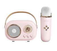 Gvblkq Karaoke Machine, Portable Speaker with 1 Wireless Microphone, Creative Karaoke Machine with Voice Changing Effects, Retro Speaker Set with Stereo Enhanced Bass for Parties