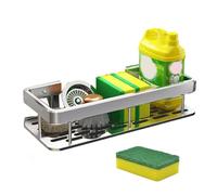 Gvblkq Kitchen Sink Organizer, Sponge Rack, No Drilling Installation, Compact Storage Basket, Brush Holder Design, Rust Resistant Material, for Sponges, Wipes, Cleaning Solution, 30.5x13x5.5cm