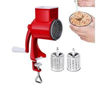 Gvblkq Manual Cheese Shredder, Nuts Grinder, Rotary Kitchen Grater, Ergonomic Handle, Stainless Steel Blades, Easy Cleaning, Ideal for Cheese Nuts Chocolate Baking Cooking, 11.42x4.33x2.05 Inches