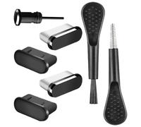 Gvblkq Phone Dust Plug Protector, Charger Port Cover Kit, Soft Brush Cleaner Included, Portable Mobile Outlet Shield, Waterproof Phone Accessory for Speaker Jack And Charging Port Protection