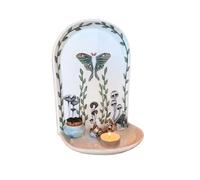 Gvblkq Porta gioielli da parete, mensole galleggianti per gioielli, temi armoniosi della natura, espositore floreale in resina con candelabro per camera da letto, soggiorno, decorazioni per la casa