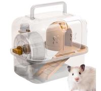 Gvblkq Portable Hamster Cages, Hamster Carrier, Ventilation Outing Case Small Pet, Transparent Hamsters Carrying Case for Travel, Hiking, Walking, Outdoors, 9.45x7.09x7.87 inches