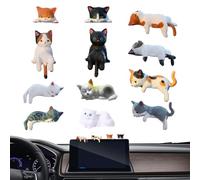 Gvblkq Small Feline, Dashboard Statue Piece, Miniature Animal Device, Hand Painted Design, Seamless Automotive Functionality, Selection, Twelve Piece Set Solid Resin Mold
