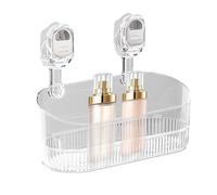 Gvblkq Suction Cup Shower Shelf, No-Drill Shower Rack, Bathroom Suction Cup Shelf, Corner Shower Shelf, No-Drill Storage Rack, Suction Cup Corner Shelf, Bottom Drain Shower Shelf, Suction Cup Storage