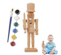 Gvblkq Unfinished Figurine Project - Blank Wood Figure Kit, Custom Nutcracker Painting Supply, Friends Artistic Expression, Crafting Decoration Entertainment, Wood Figurine
